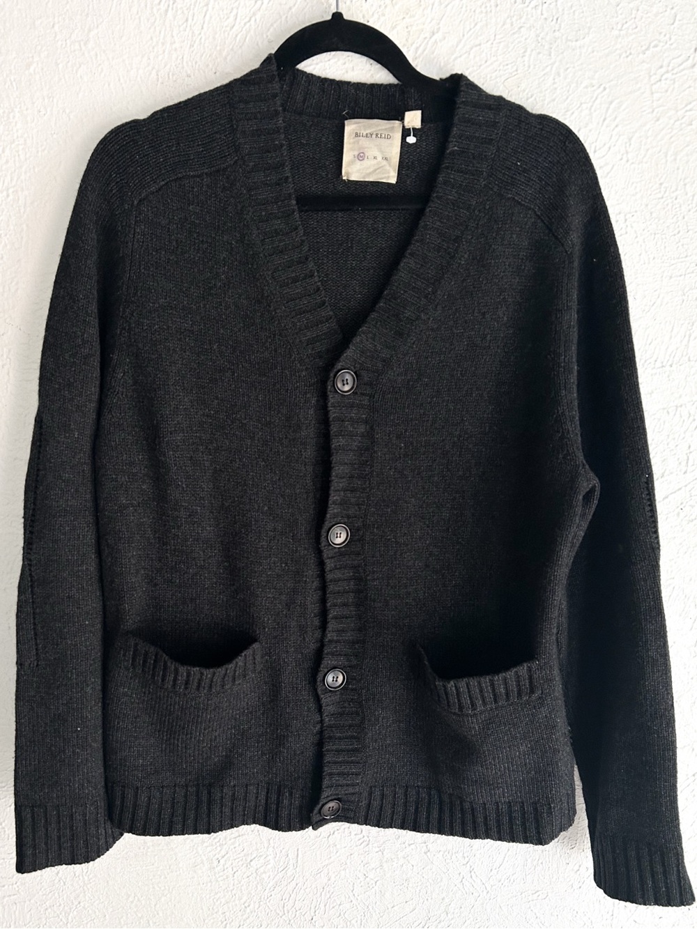 Billy Reid Gray Button Front Knit Cardigan Sweater Medium Wool Cashmere